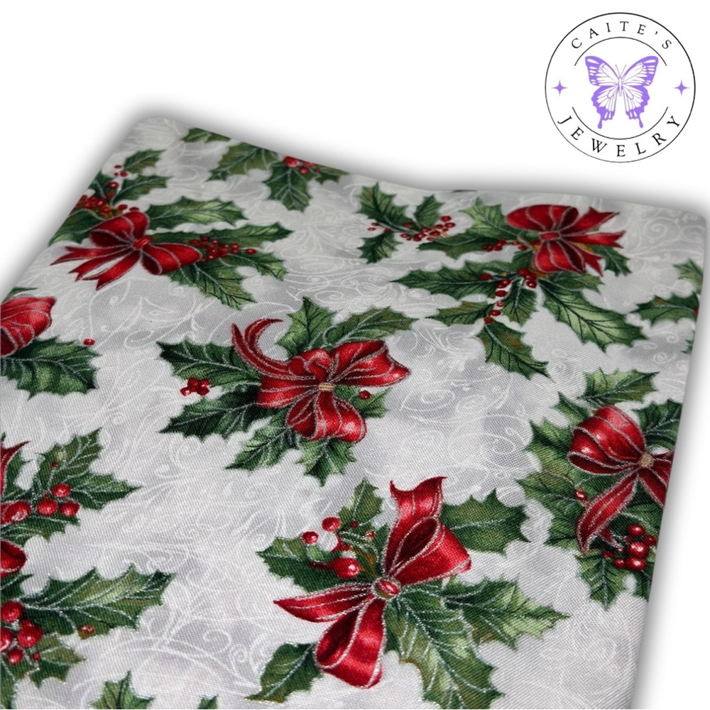 Handmade Small Book/Kindle Sleeve with a Mistletoe and Bows Fabric
